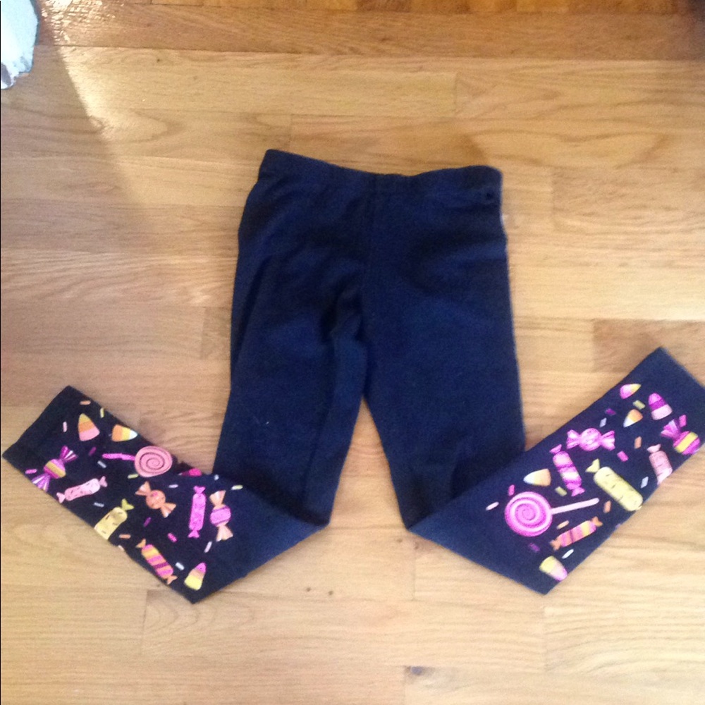 Pants with pictures of candies on the bottom